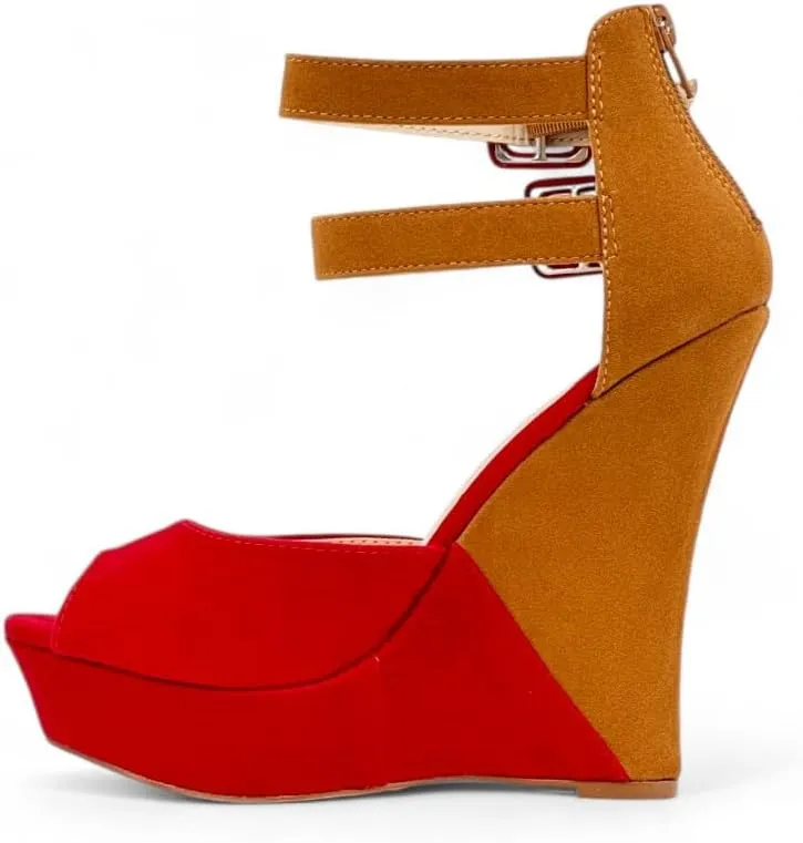 Liliana Women's Wedge High Heels Platform Sandals With Ankle Strap Wedge sandals
