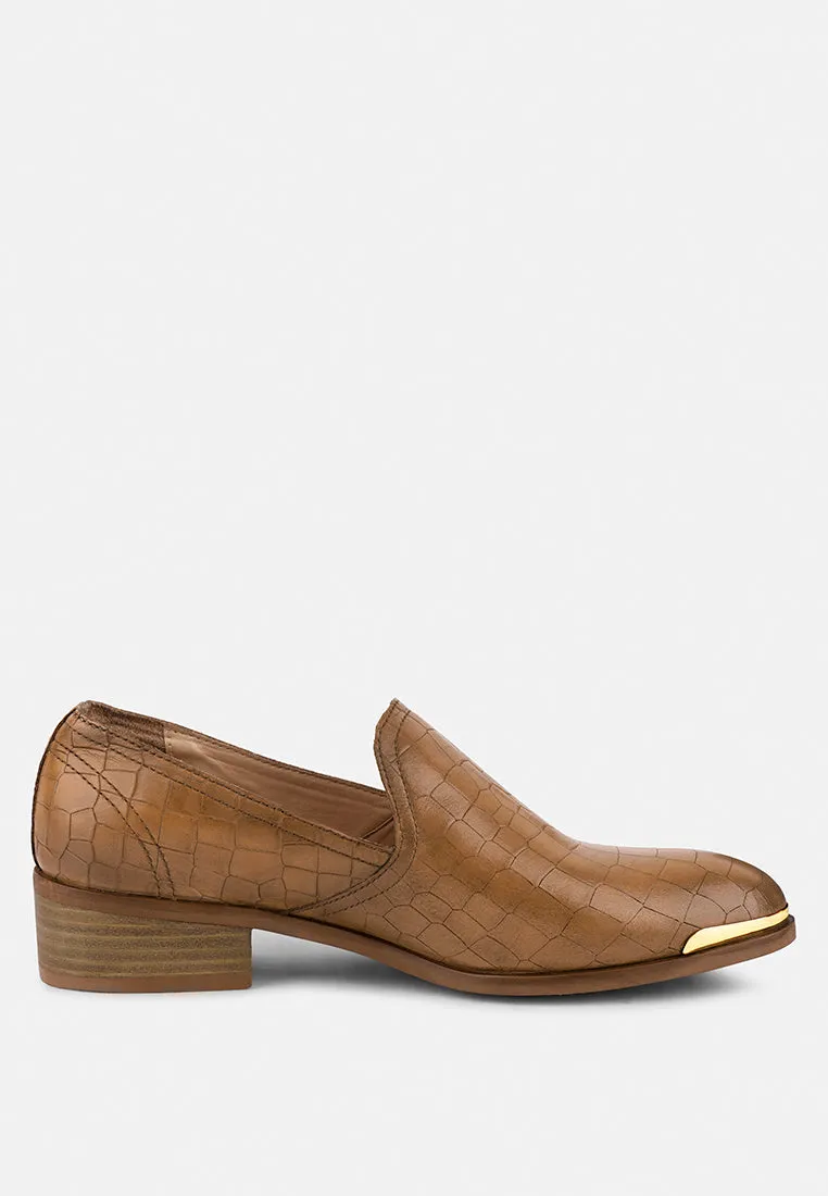 Lilliam Metal Highlight Casual Leather Loafers By Ruw