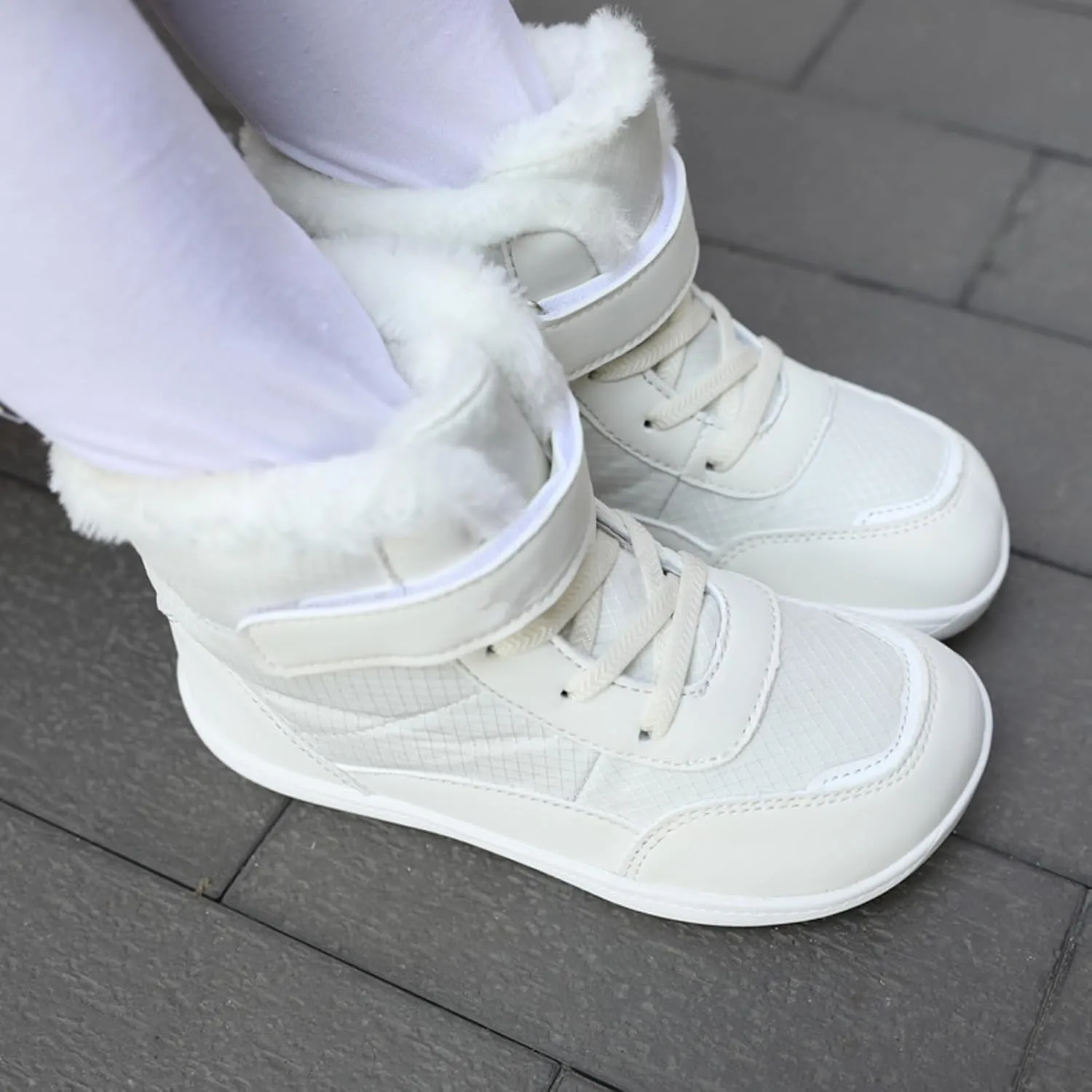 Little Kid Lined Plush Sport Shoes Boys Girls Wide Winter High Top Sneakers Faux F𝐮r Ankle Boots Warm Walking Shoes