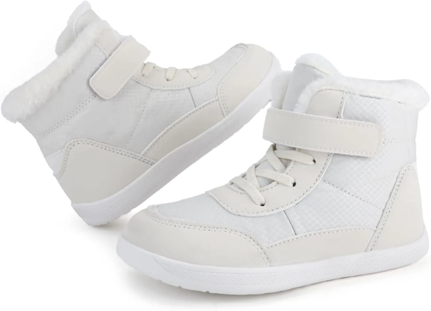 Little Kid Lined Plush Sport Shoes Boys Girls Wide Winter High Top Sneakers Faux F𝐮r Ankle Boots Warm Walking Shoes