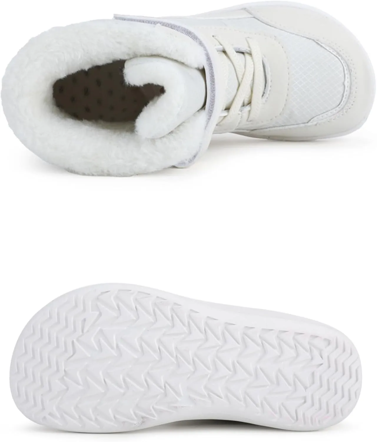 Little Kid Lined Plush Sport Shoes Boys Girls Wide Winter High Top Sneakers Faux F𝐮r Ankle Boots Warm Walking Shoes