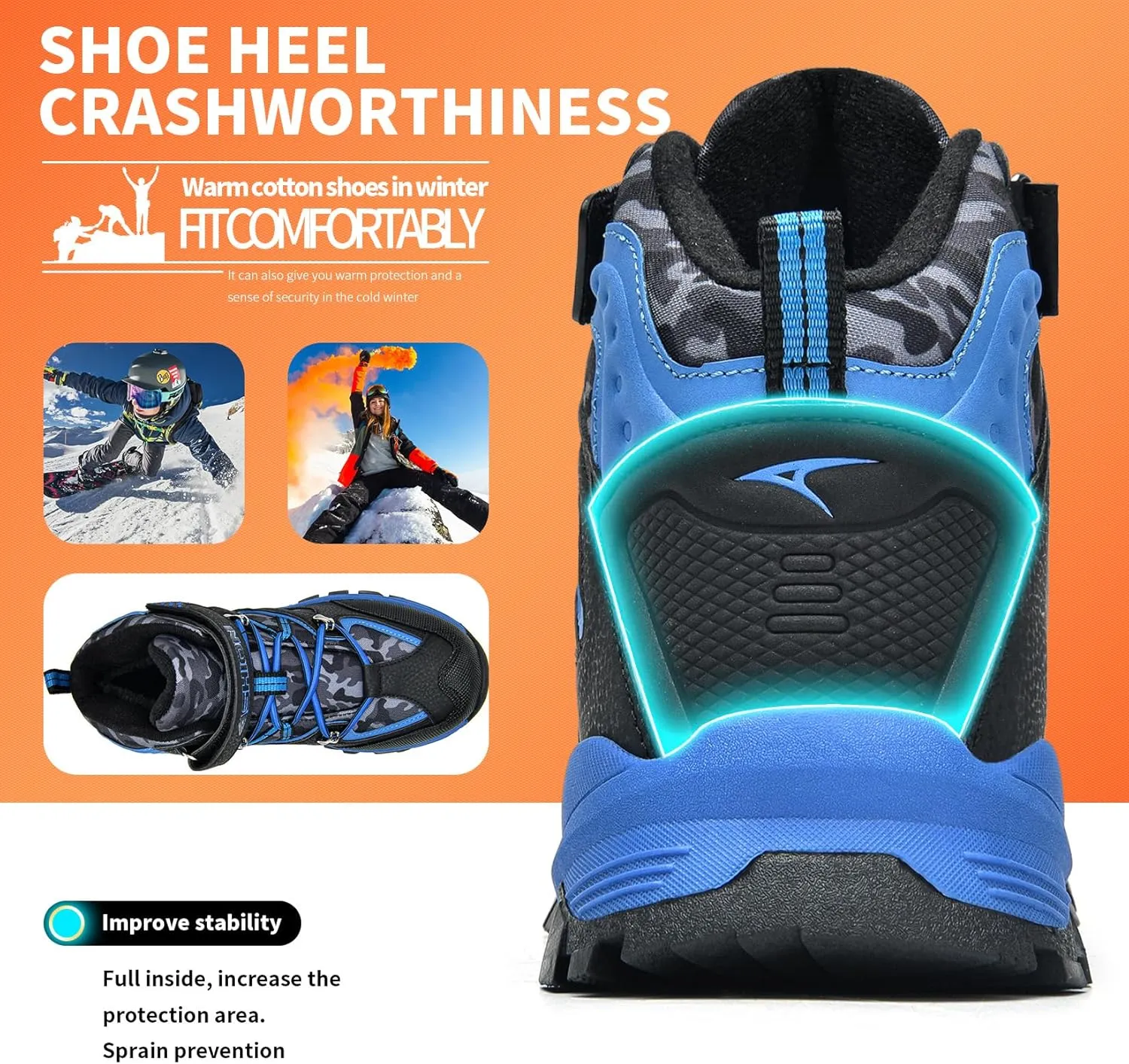 Littleplum Boys Snow Boots Winter Waterproof Antiskid Boots Hiking Outdoor Shoes Booties for Unisex Kids (Little Kid/Big Kid)