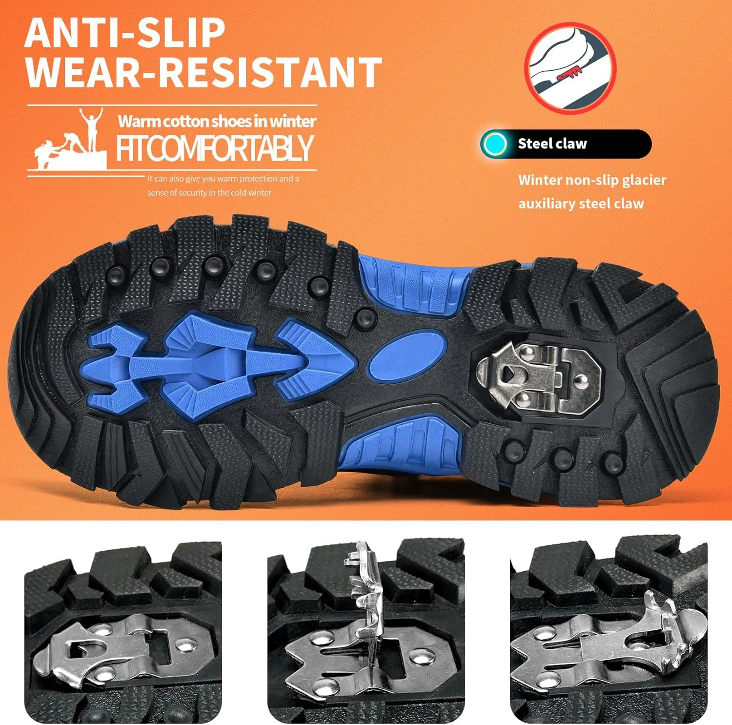 Littleplum Boys Snow Boots Winter Waterproof Antiskid Boots Hiking Outdoor Shoes Booties for Unisex Kids (Little Kid/Big Kid)