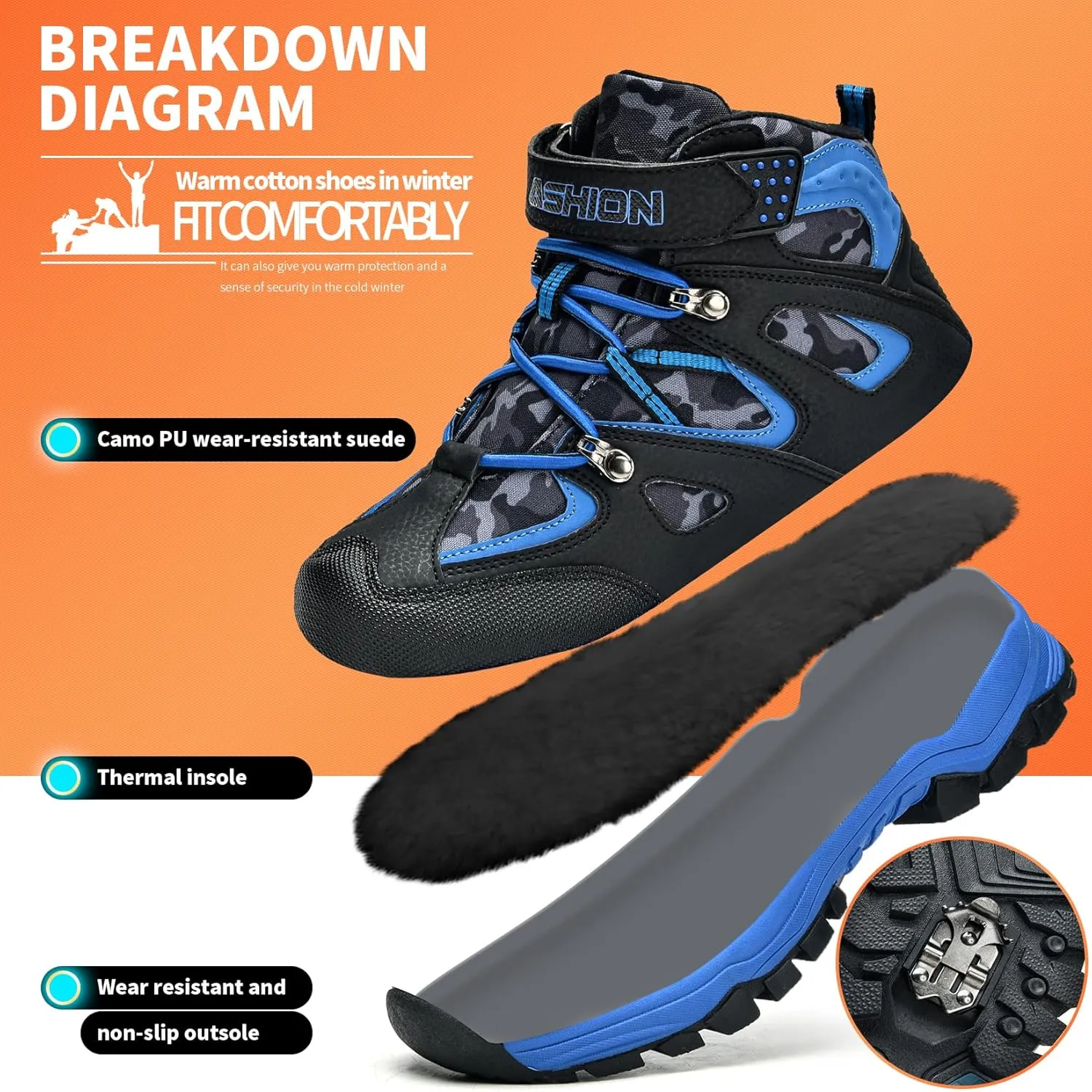 Littleplum Boys Snow Boots Winter Waterproof Antiskid Boots Hiking Outdoor Shoes Booties for Unisex Kids (Little Kid/Big Kid)