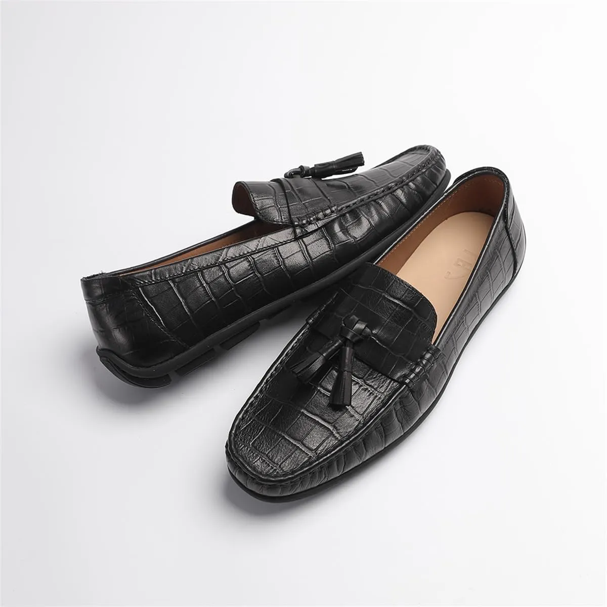 Loafers for Men - Calfskin Driving Shoes | Tassel Detailing with Flexible Pebble Sole