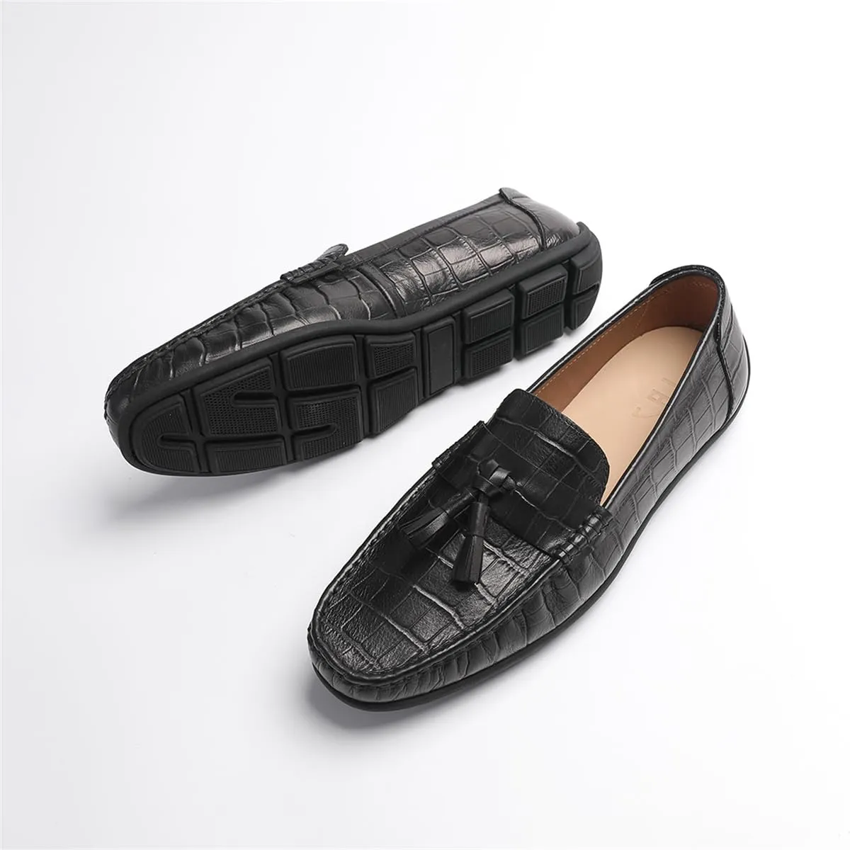 Loafers for Men - Calfskin Driving Shoes | Tassel Detailing with Flexible Pebble Sole