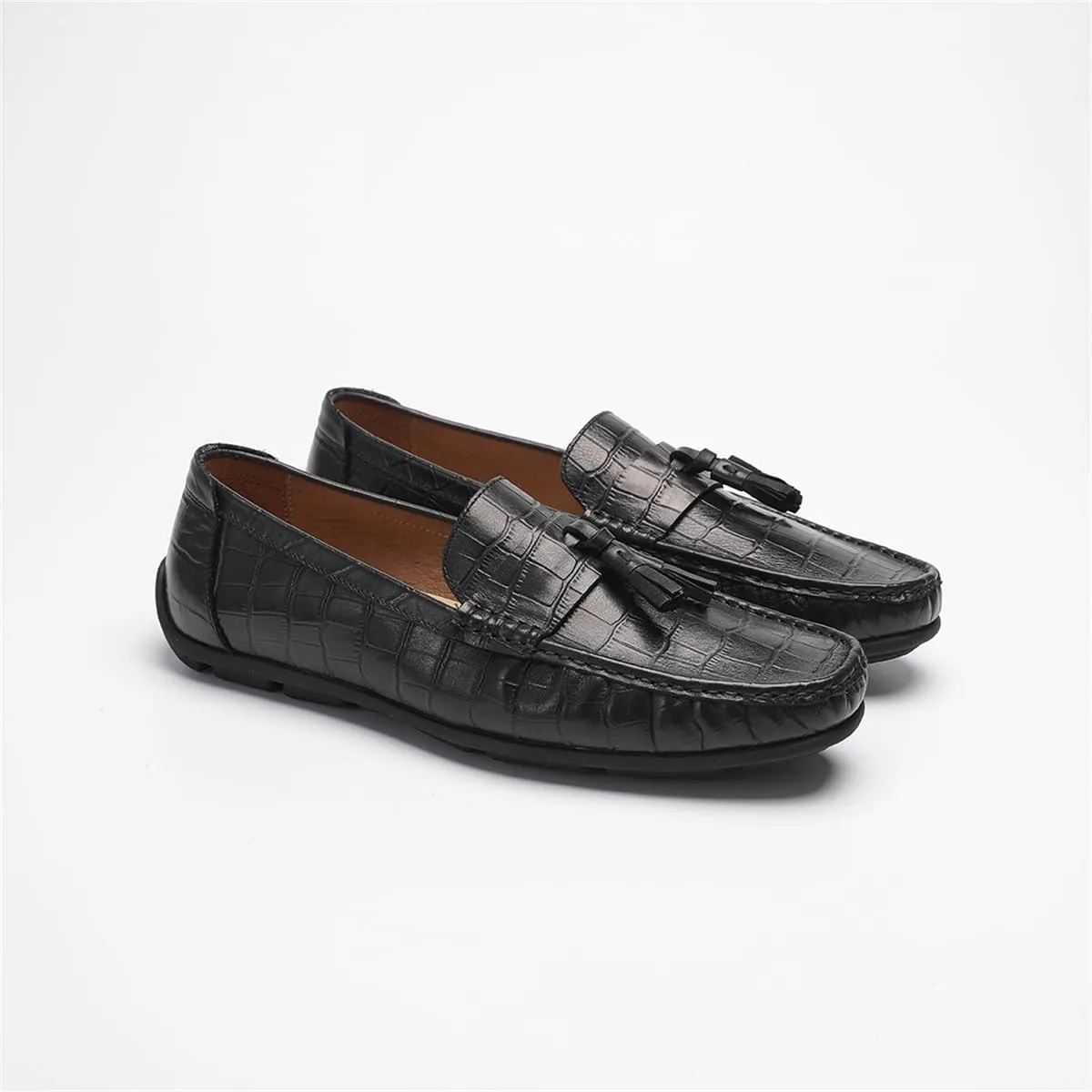 Loafers for Men - Calfskin Driving Shoes | Tassel Detailing with Flexible Pebble Sole