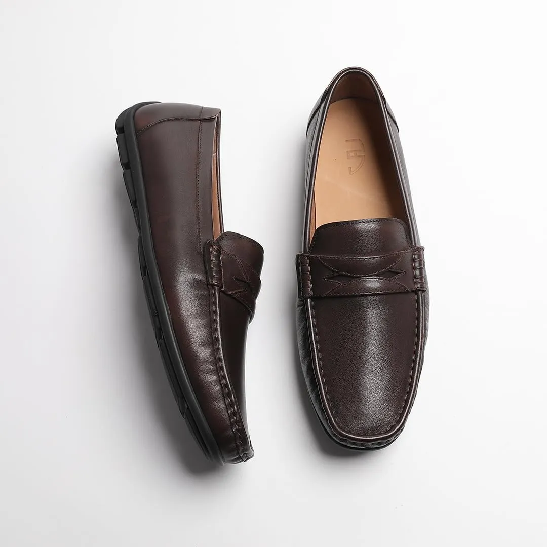 Loafers for Men - Genuine Leather Penny Loafers | Driving Moccasins with Coin Slot & Rubber Nubs