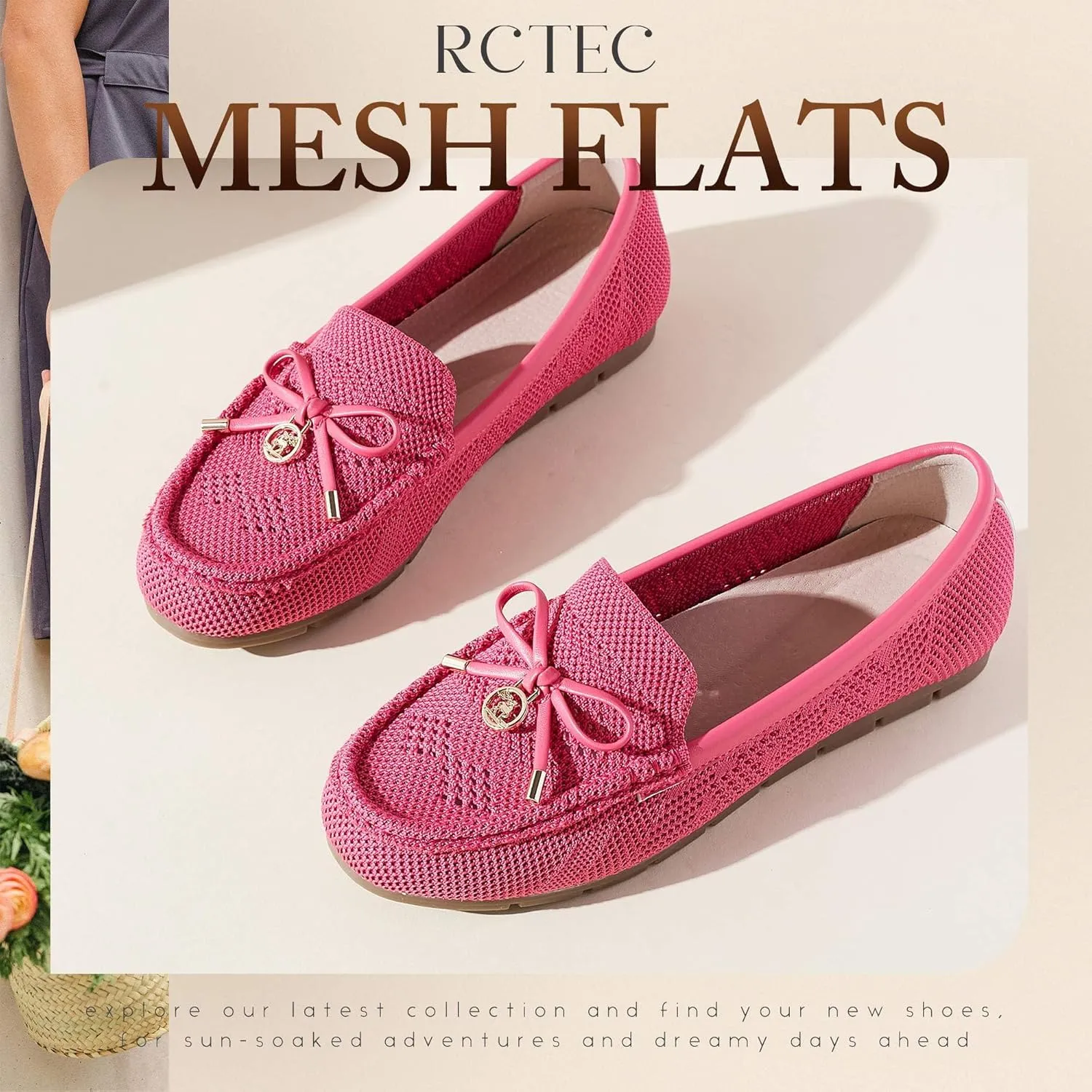 Loafers for Women Comfortable Knit Slip-On Shoes-Breathable Lightweight Driving Walking Mesh Flats for Work Office Comfort