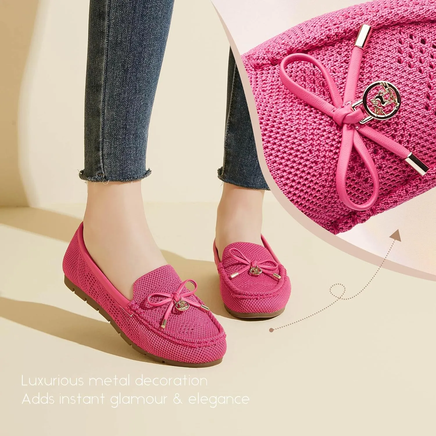 Loafers for Women Comfortable Knit Slip-On Shoes-Breathable Lightweight Driving Walking Mesh Flats for Work Office Comfort