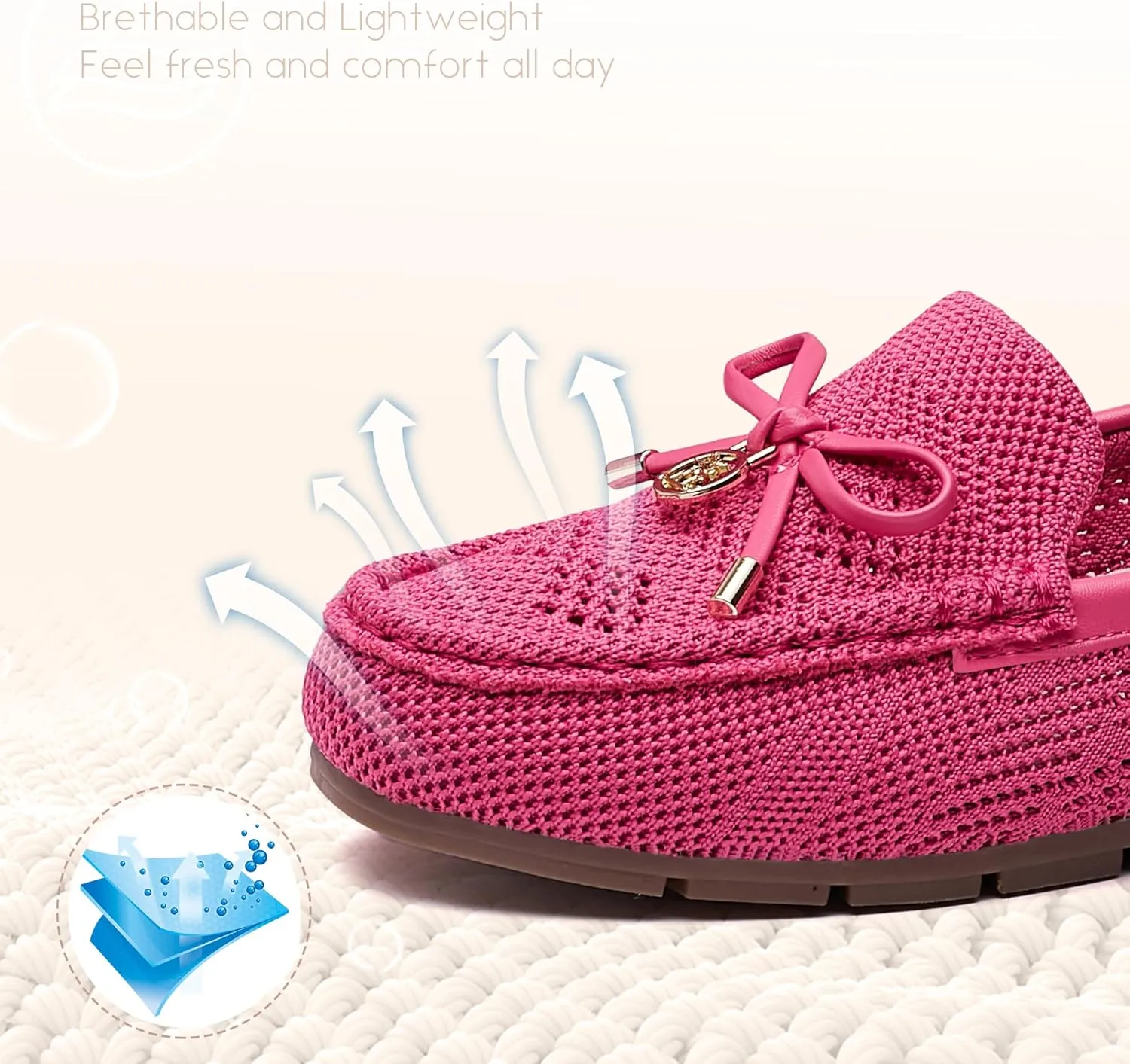 Loafers for Women Comfortable Knit Slip-On Shoes-Breathable Lightweight Driving Walking Mesh Flats for Work Office Comfort