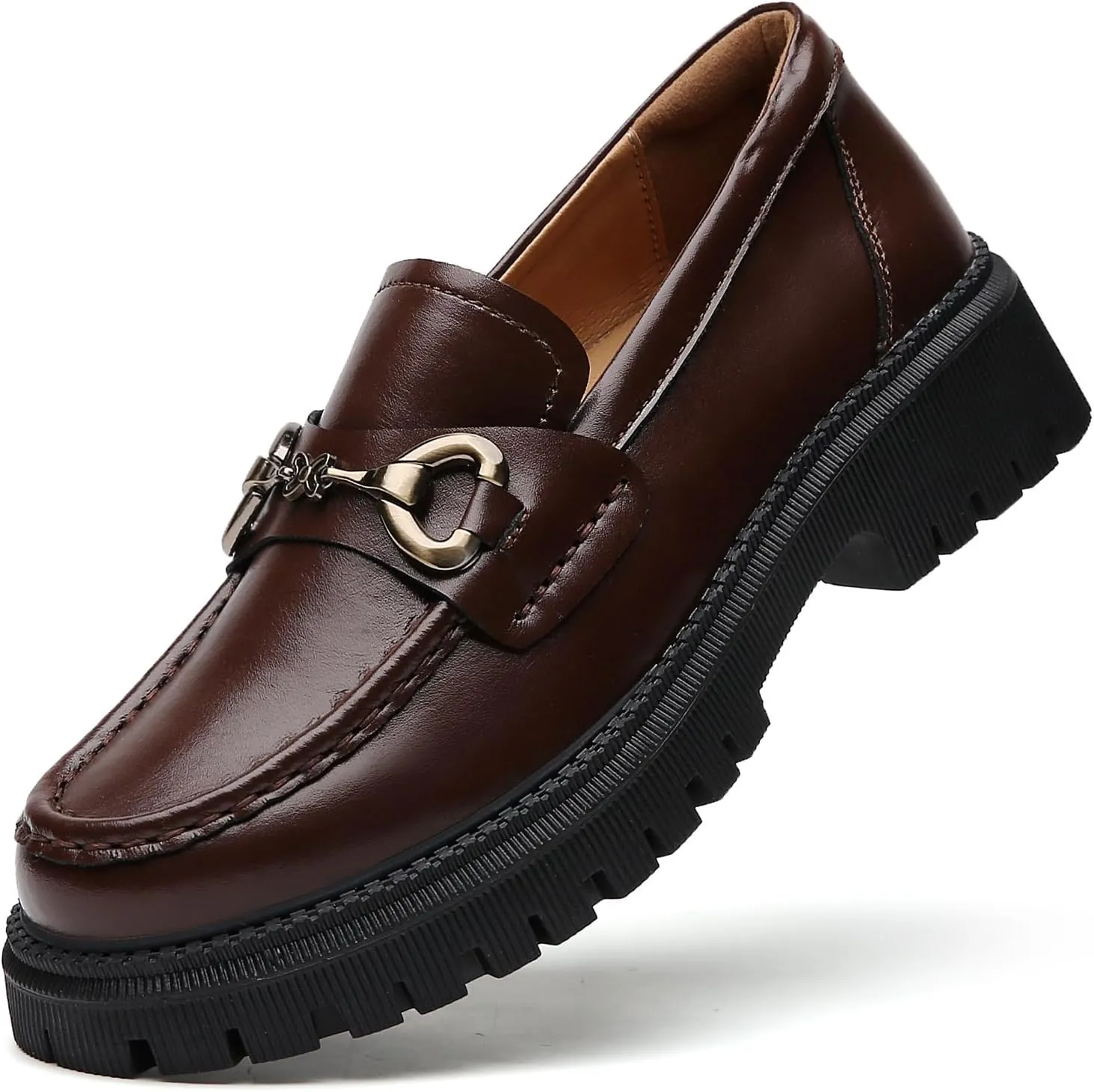 Loafers for Women Women's Loafers & Slip-ons Leather Platform Chunky Penny Shoes Business Casual Shoes Comfortable Dressy Office Work Shoes