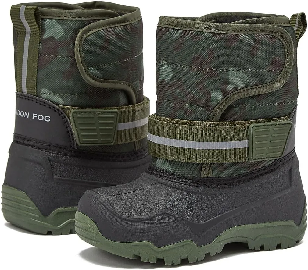 LONDON FOG Dex Boys and Girls Snow Boots - Insulated Waterproof Winter Kids Snow Boots - Size Toddler, Little Kid and Big Kid, Black, Navy and Pink Winter Boots for Boys and Girls