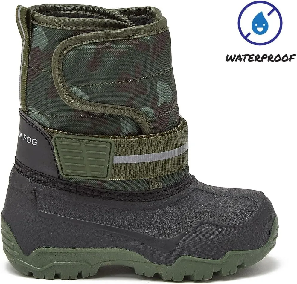 LONDON FOG Dex Boys and Girls Snow Boots - Insulated Waterproof Winter Kids Snow Boots - Size Toddler, Little Kid and Big Kid, Black, Navy and Pink Winter Boots for Boys and Girls