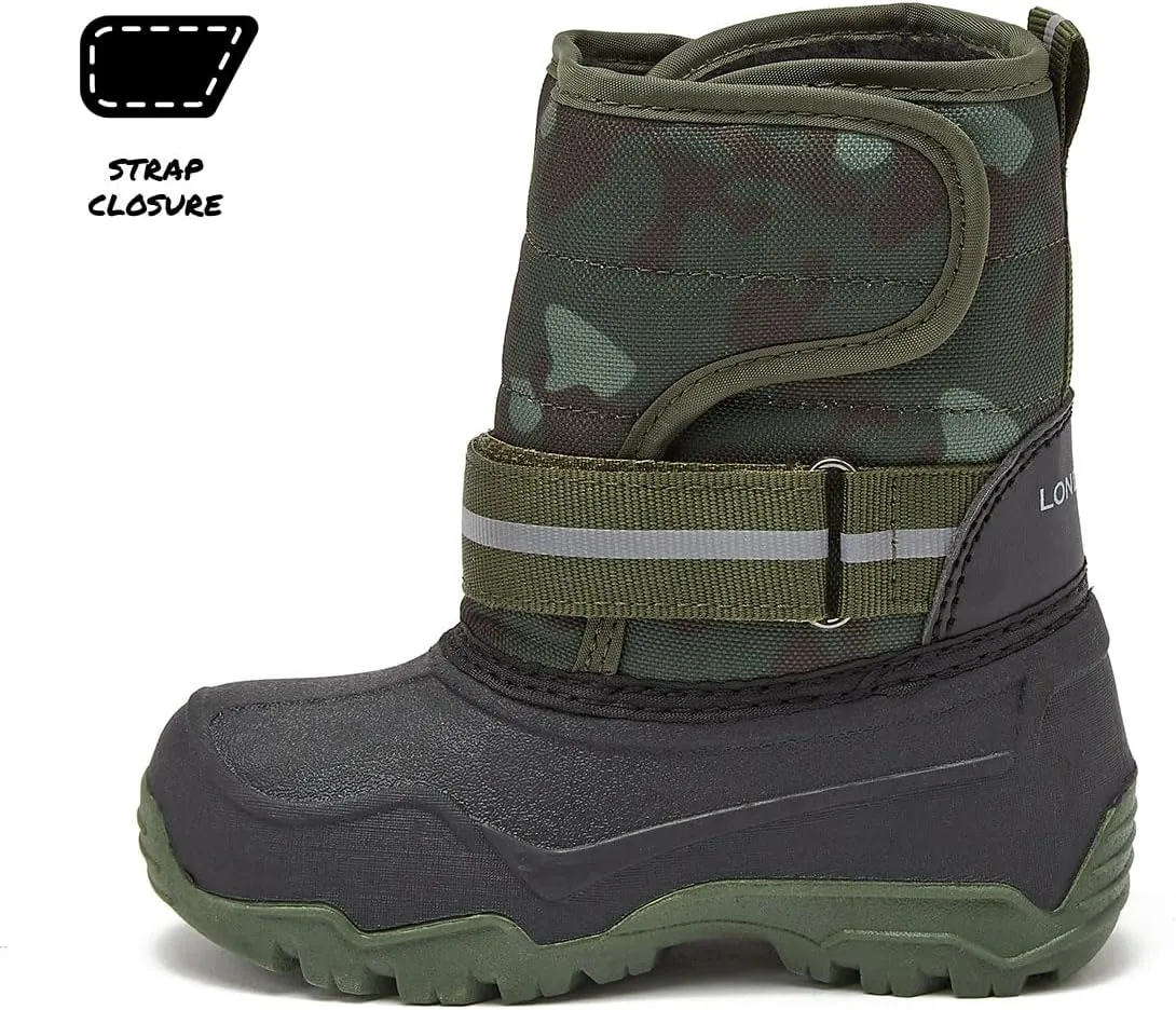 LONDON FOG Dex Boys and Girls Snow Boots - Insulated Waterproof Winter Kids Snow Boots - Size Toddler, Little Kid and Big Kid, Black, Navy and Pink Winter Boots for Boys and Girls