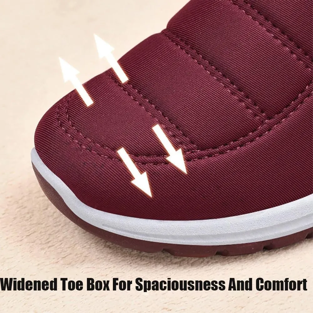 LOSD Women's Warm Sheepskin-Lined Boots, Slip-On, Arch Support, Winter Waterproof Comfortable Snow Booties