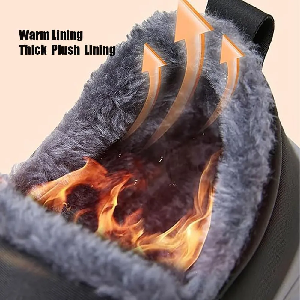 LOSD Women's Warm Sheepskin-Lined Boots, Slip-On, Arch Support, Winter Waterproof Comfortable Snow Booties