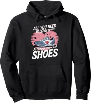 Love and Running Shoes Valentine's Day Marathon Couple Pullover Hoodie