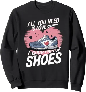 Love and Running Shoes Valentine's Day Marathon Couple Sweatshirt