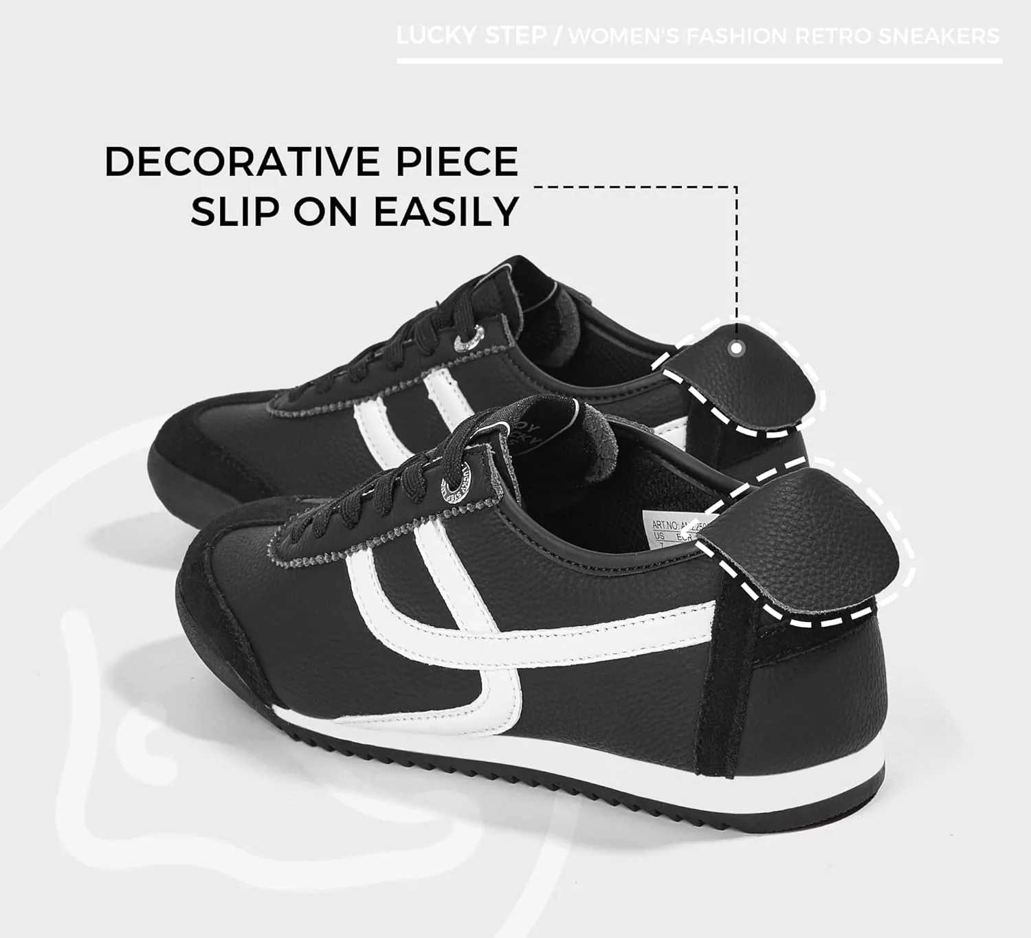 LUCKY STEP Women's Retro Fashion Sneakers Thin Sole Casual Walking Lightweight Tennis Trainers Running Gym Workout Classic Comfortable Athletic Shoes