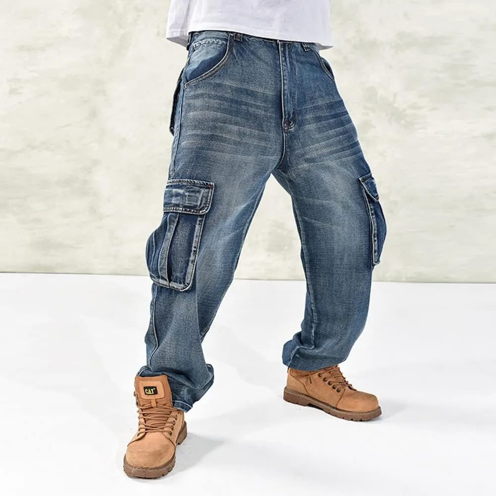 LUOBANIU Men's Baggy Jeans Hip Hop Jeans Loose fit 90s Vintage Cargo Jeans Denim Pants Fashion Dance Skater Skateboard Pants