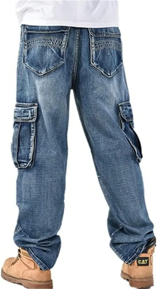 LUOBANIU Men's Baggy Jeans Hip Hop Jeans Loose fit 90s Vintage Cargo Jeans Denim Pants Fashion Dance Skater Skateboard Pants
