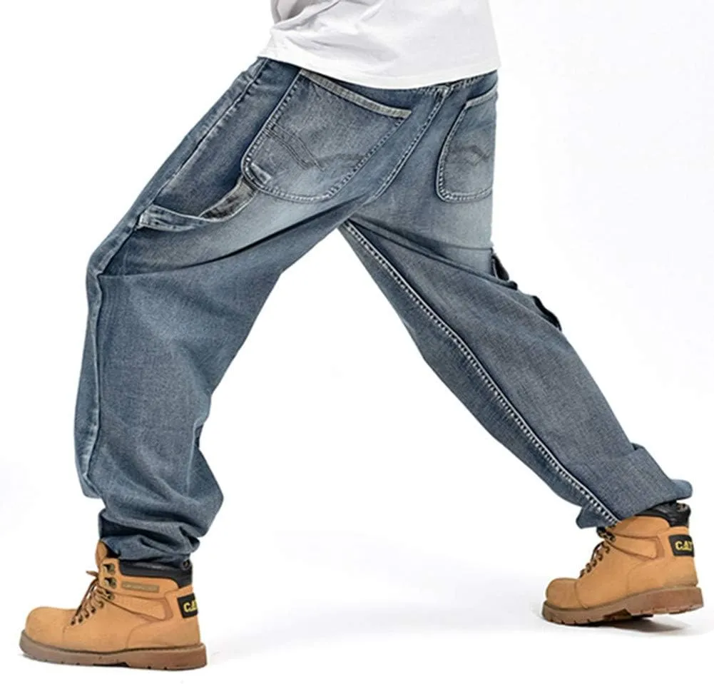 LUOBANIU Men's Baggy Jeans Hip Hop Jeans Loose fit 90s Vintage Cargo Jeans Denim Pants Fashion Dance Skater Skateboard Pants
