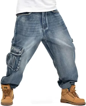 LUOBANIU Men's Baggy Jeans Hip Hop Jeans Loose fit 90s Vintage Cargo Jeans Denim Pants Fashion Dance Skater Skateboard Pants