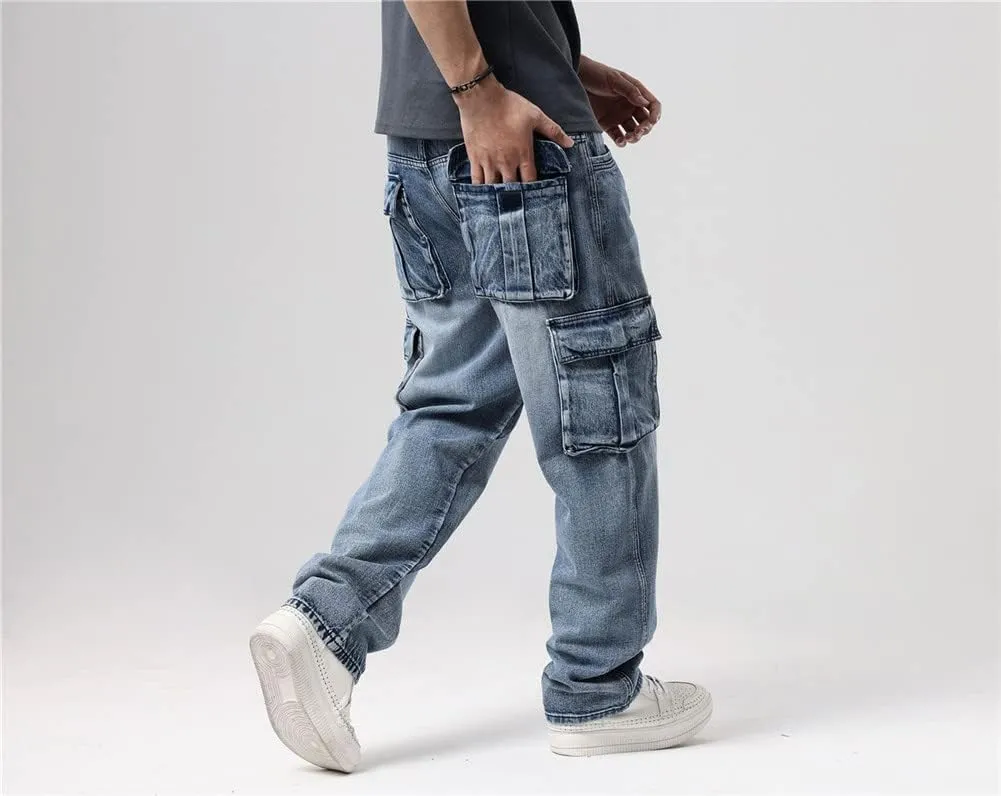 LUOBANIU Men's Baggy Jeans Hip Hop Jeans Loose fit 90s Vintage Cargo Jeans Denim Pants Fashion Dance Skater Skateboard Pants