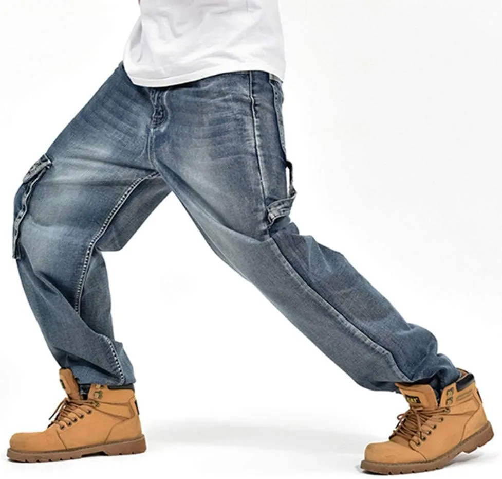 LUOBANIU Men's Baggy Jeans Hip Hop Jeans Loose fit 90s Vintage Cargo Jeans Denim Pants Fashion Dance Skater Skateboard Pants