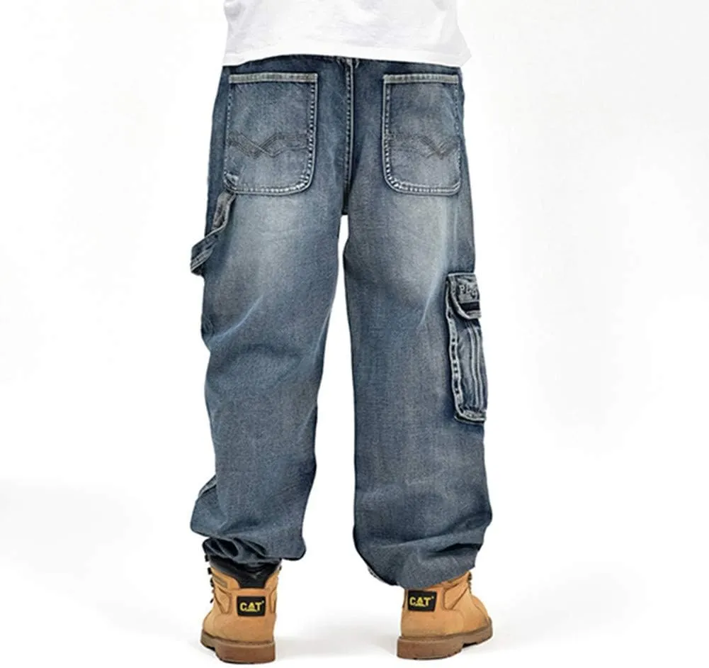 LUOBANIU Men's Baggy Jeans Hip Hop Jeans Loose fit 90s Vintage Cargo Jeans Denim Pants Fashion Dance Skater Skateboard Pants