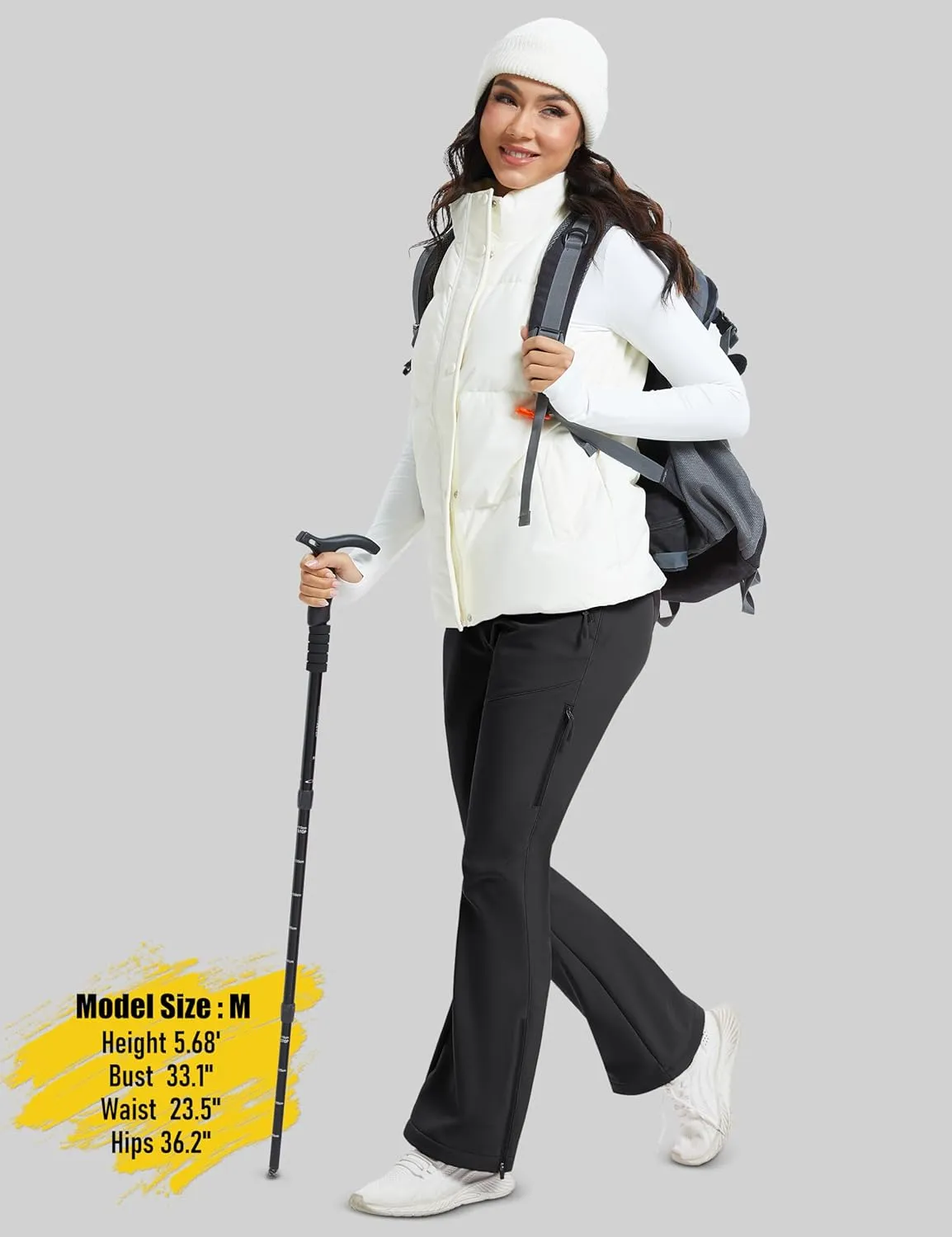 MAGCOMSEN Women's Fleece Lined Flare Pants Waterproof Insulated Snow Ski Pants Warm Outdoor Winter Hiking Softshell