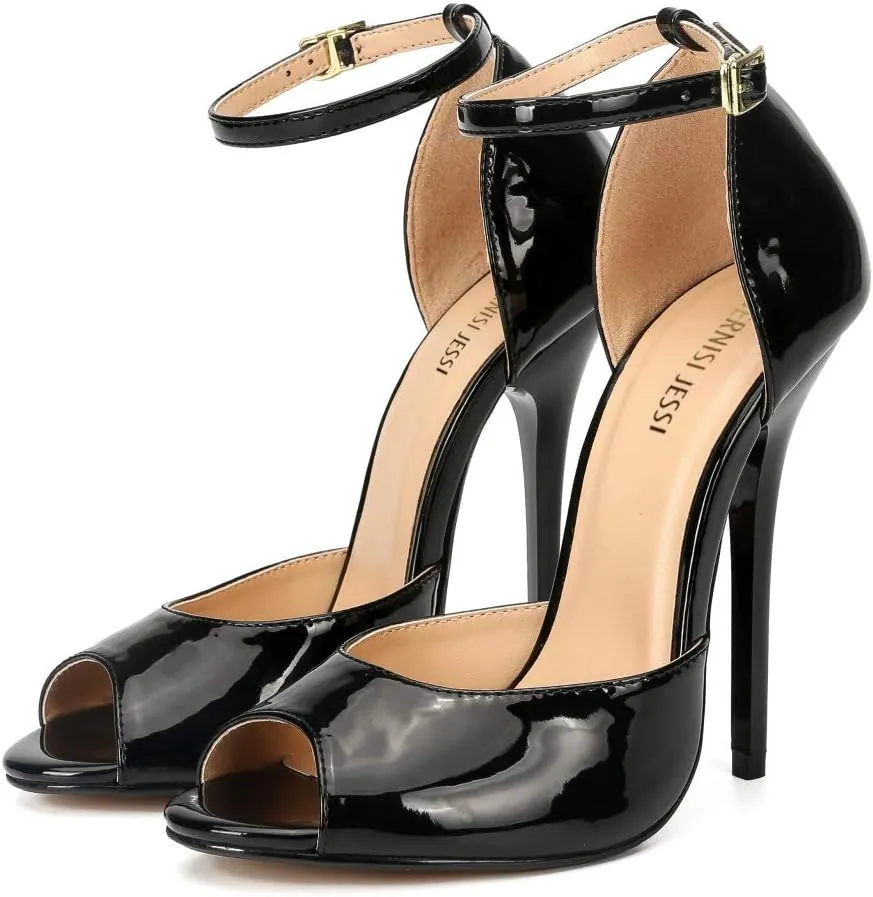 MAIERNISI JESSI Unisex Men's Women's Peep Toe Stiletto High Heels Ankle strap Sandals