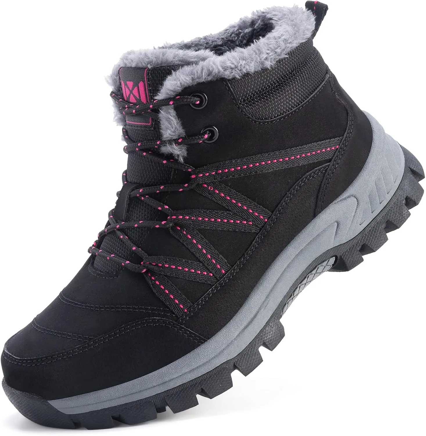 MAIZUN Women’s Snow Boots Warm Fur Lined Ankle Boots Lace-Up Anti-slip Cold-Resistant Comfor Winter Boots Outdoor Walking Shoes