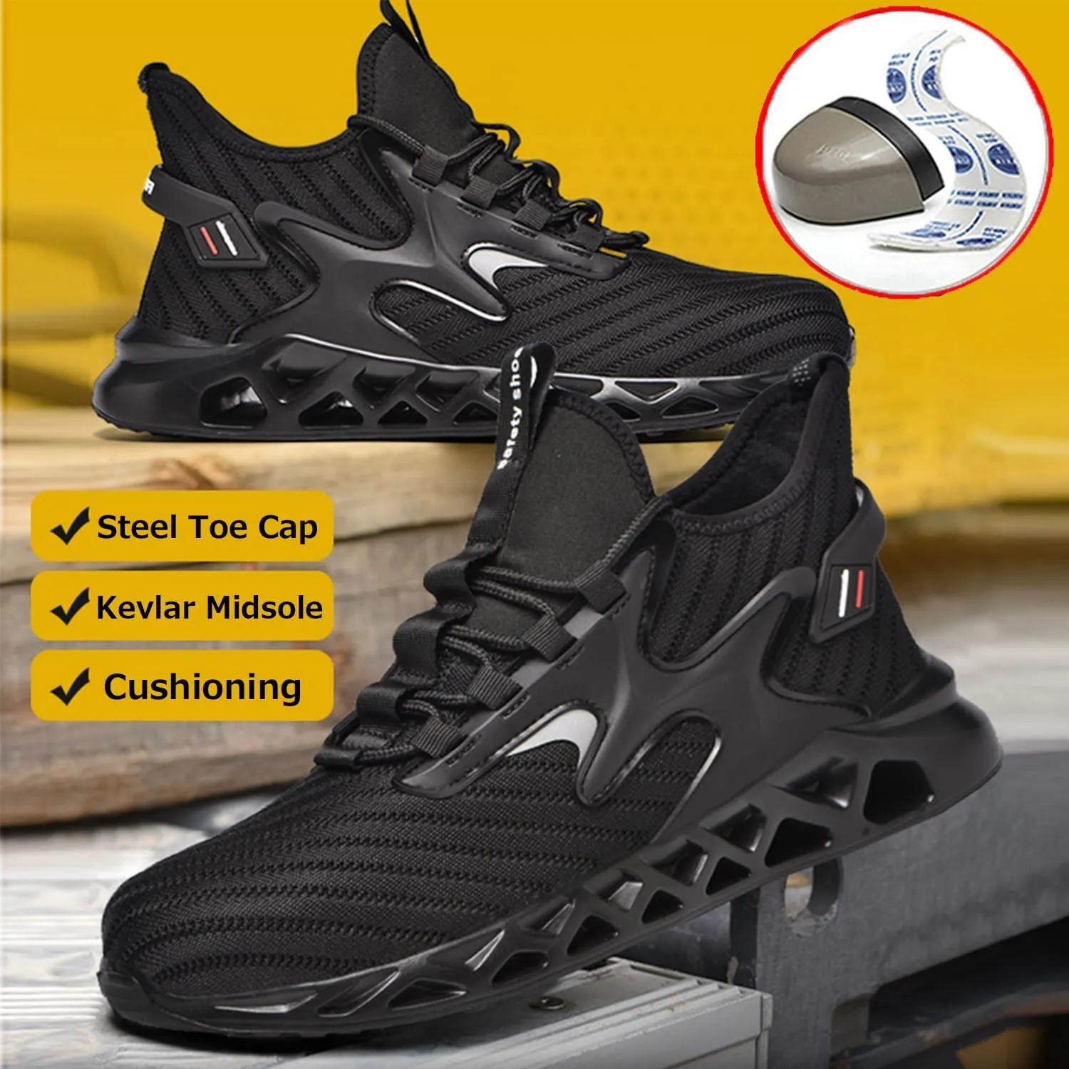 MandyQ Steel Toe Boots for Men Women Lightweight Work Shoes Breathable Slip Resistant Construction High top Safety Boots