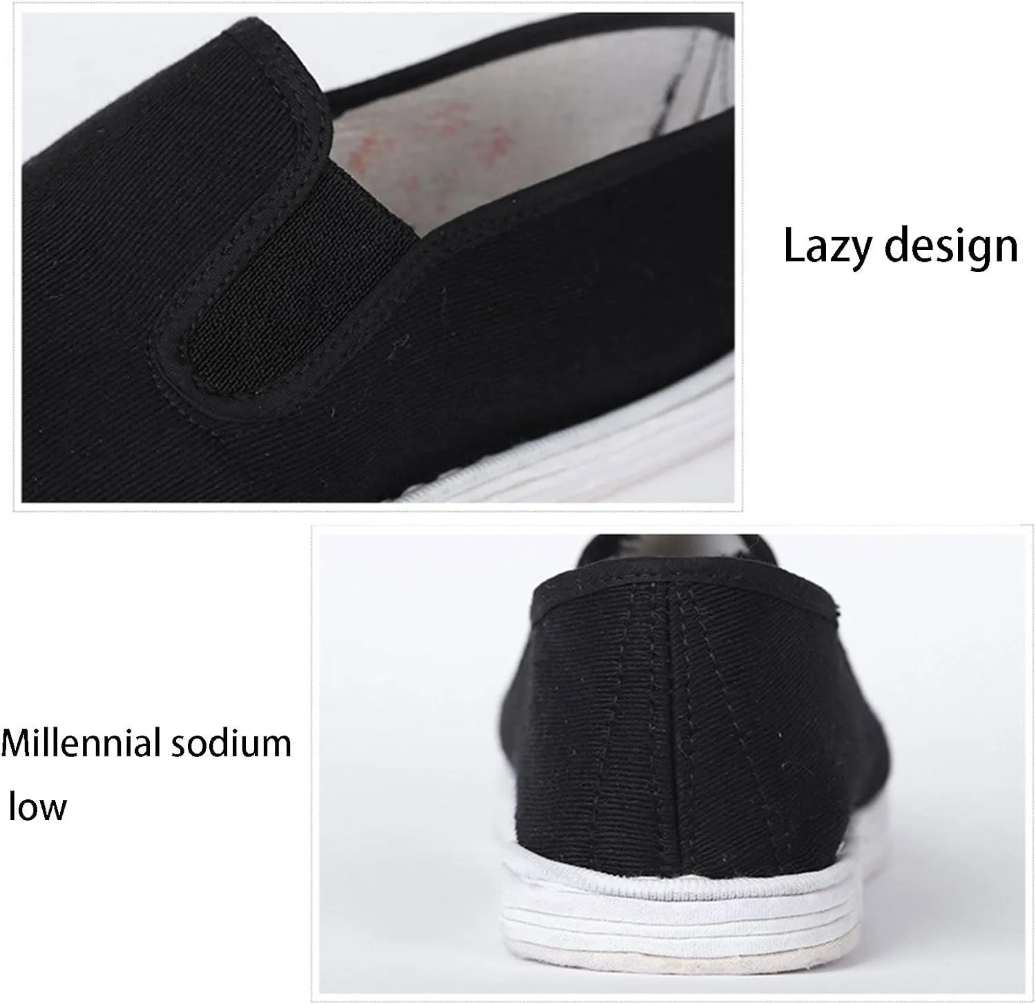 Martial Art Cloth Shoes, Men Traditional Chinese Style Slip-On Breathable Old Beijing Cloth Shoes, Comfortable Non Slip Rubber Sole Black, for Yoga, Judo, Parkour, Taekwondo, Park Jogging