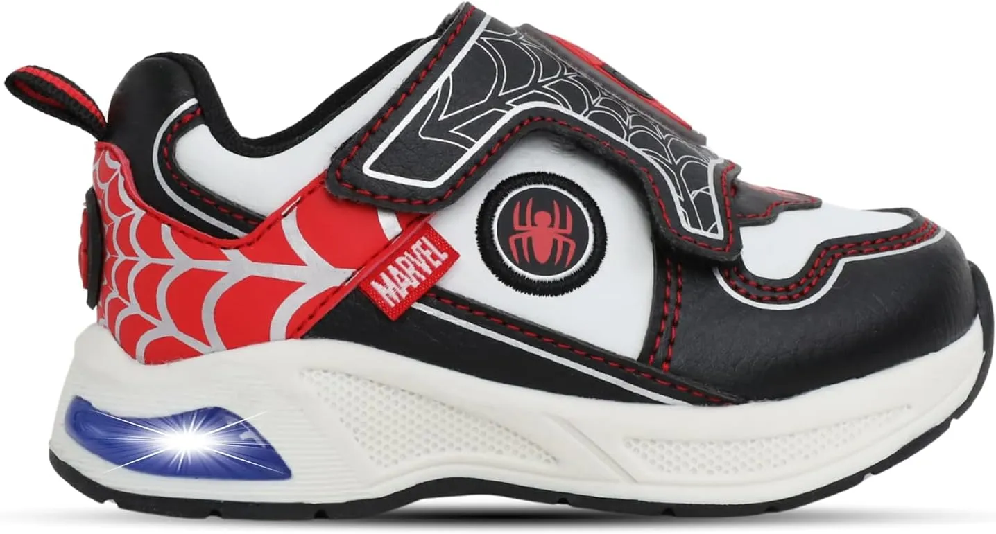 Marvel Spiderman Toddler Boys Light Up Hook and Loop Sneakers
