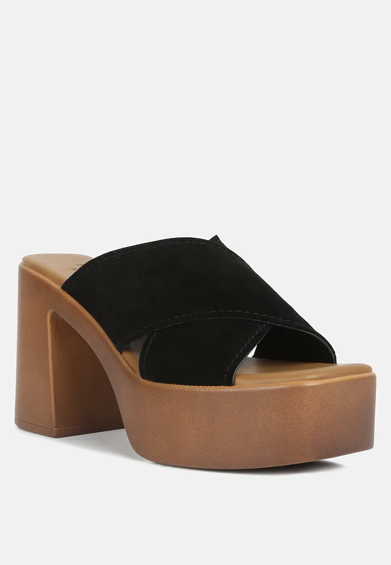 Matrix Criss Cross Strap Block Heel Sandals By Ruw