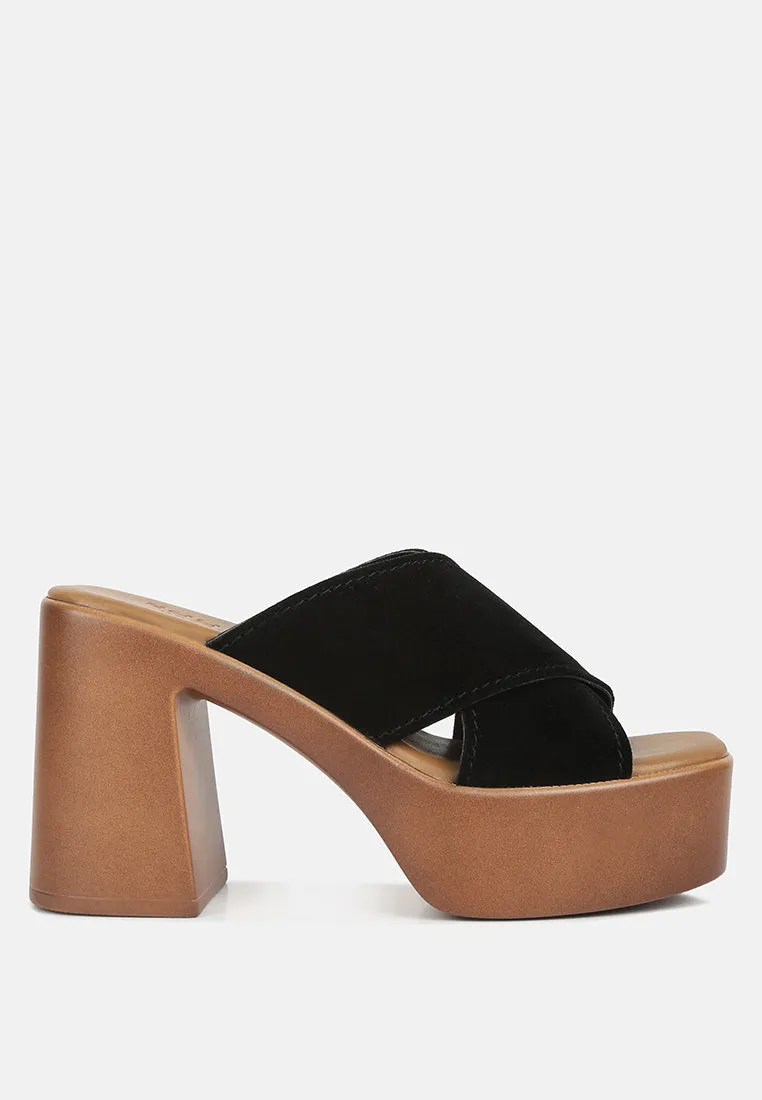 Matrix Criss Cross Strap Block Heel Sandals By Ruw