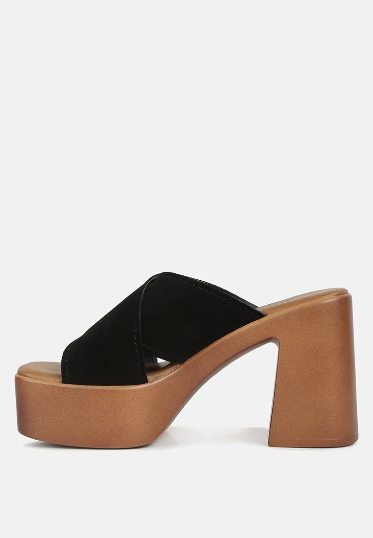 Matrix Criss Cross Strap Block Heel Sandals By Ruw