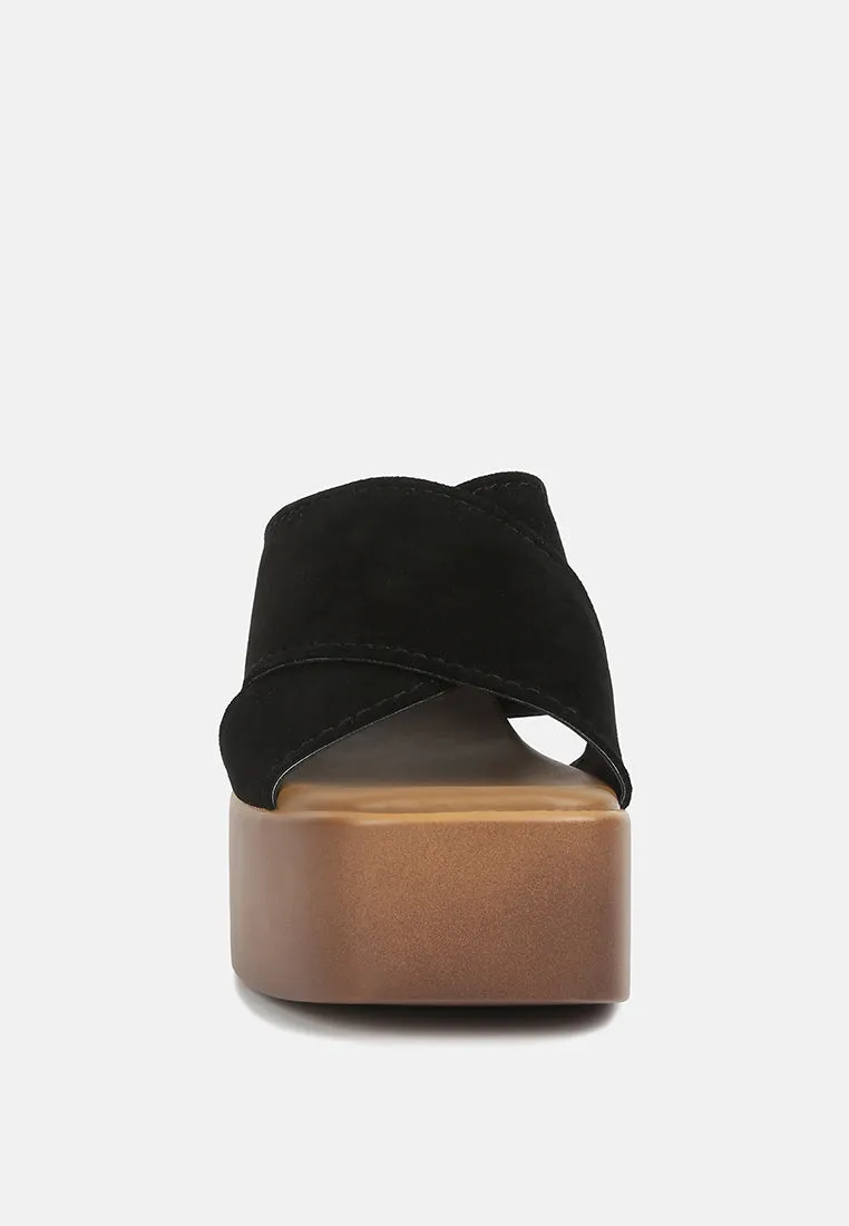 Matrix Criss Cross Strap Block Heel Sandals By Ruw