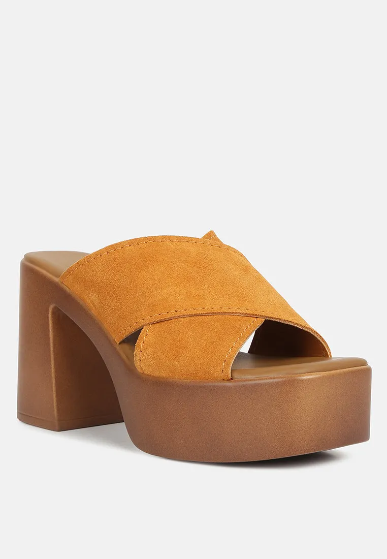 Matrix Criss Cross Strap Block Heel Sandals By Ruw