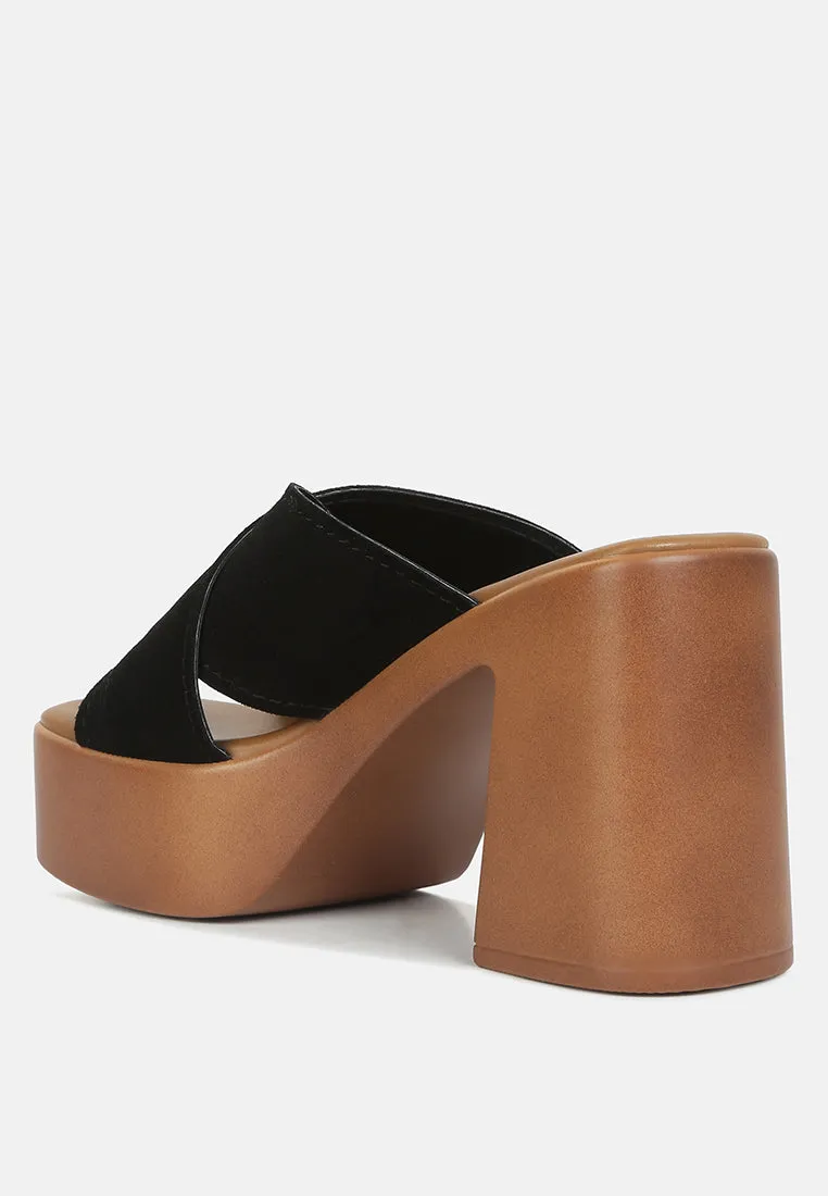 Matrix Criss Cross Strap Block Heel Sandals By Ruw