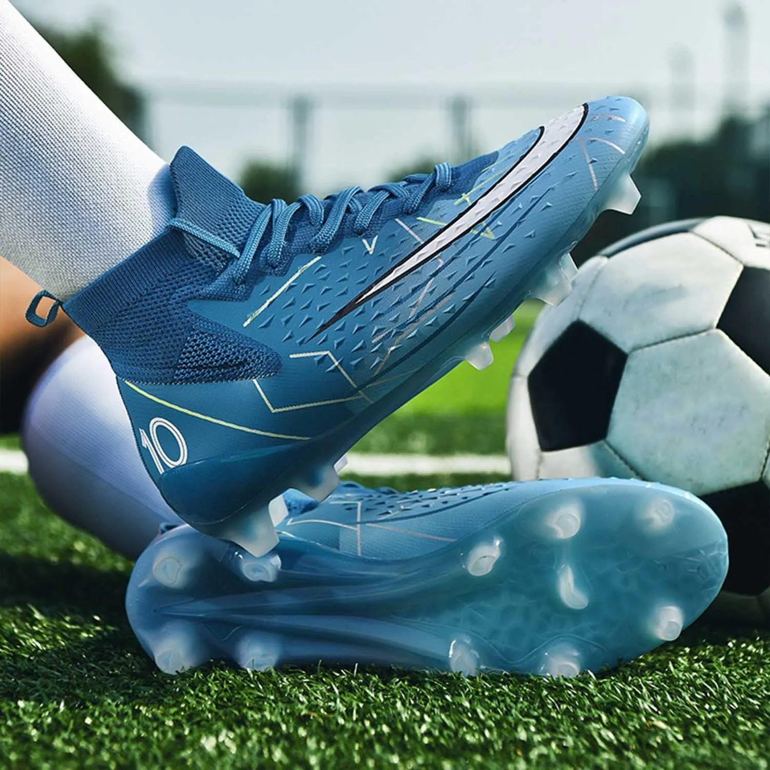 MEBAMY Men's Soccer Cleats Indoor Turf Lightweight Performance Training Soccer Shoes Soft Ground Athletic Football Boots Outdoor
