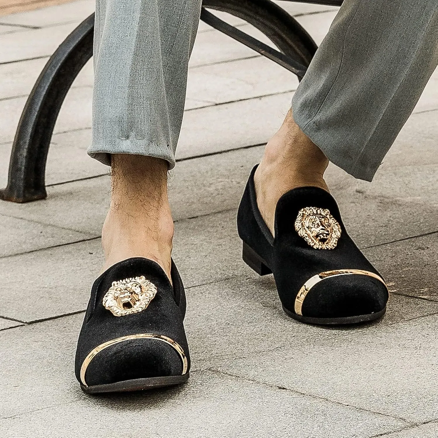 Meijiana Men's Loafers Velvet Shoes Metal Eagle Buckle Wedding Party Smoking Slipper Dress Loafers Shoes for Men