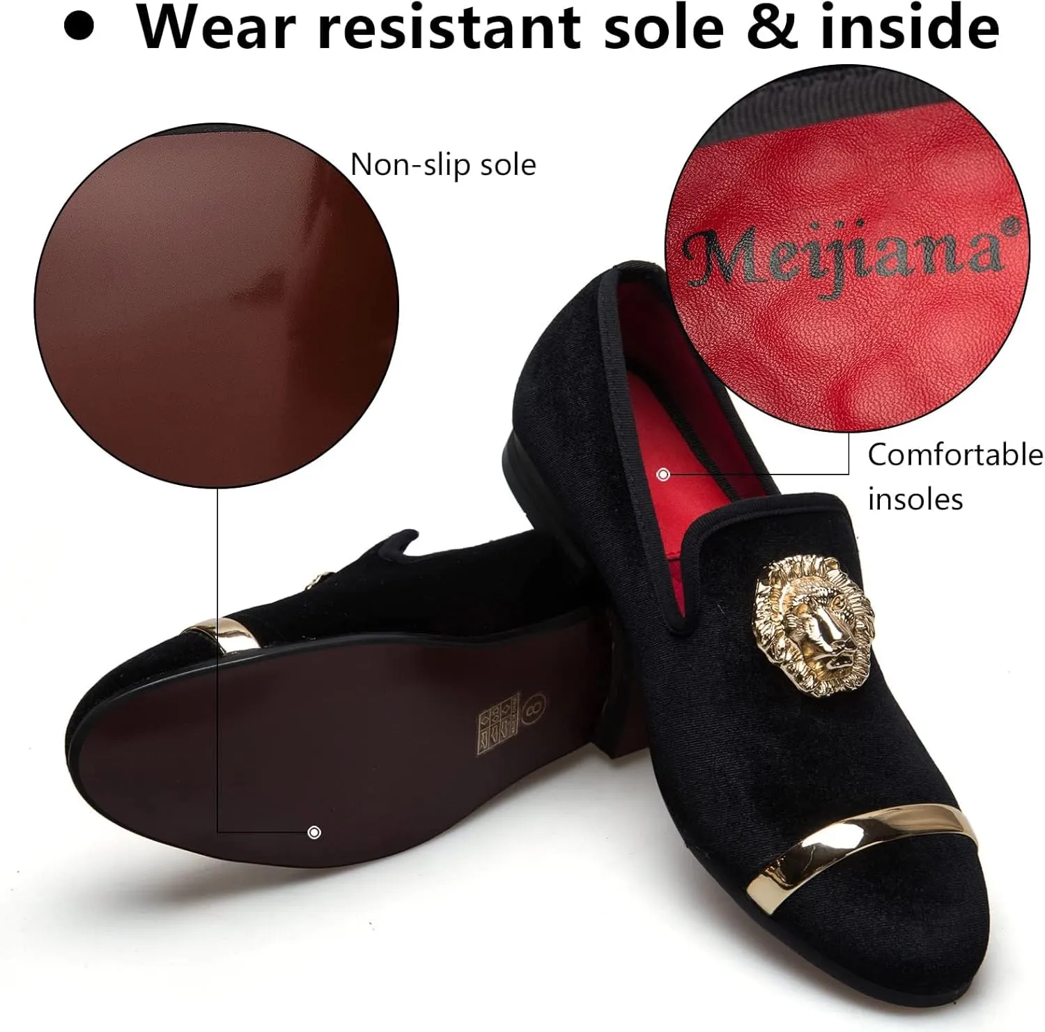 Meijiana Men's Loafers Velvet Shoes Metal Eagle Buckle Wedding Party Smoking Slipper Dress Loafers Shoes for Men