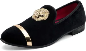 Meijiana Men's Loafers Velvet Shoes Metal Eagle Buckle Wedding Party Smoking Slipper Dress Loafers Shoes for Men