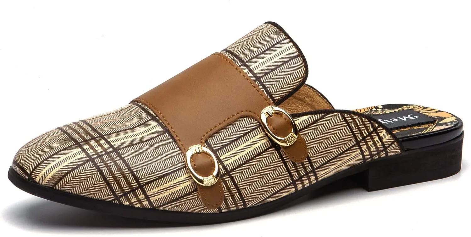 Meijiana Men's Slippers Slip-On Loafers Leather Formal Wear Casual Open Back Sandals