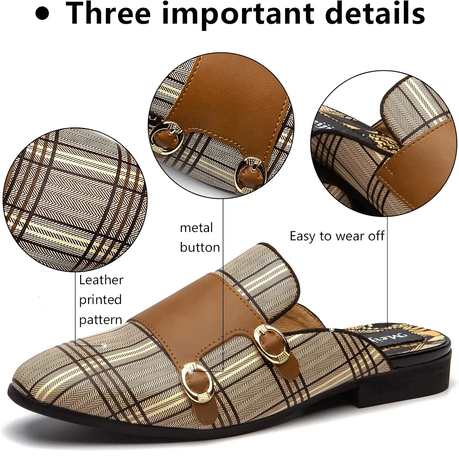 Meijiana Men's Slippers Slip-On Loafers Leather Formal Wear Casual Open Back Sandals