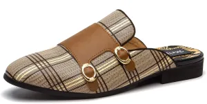 Meijiana Men's Slippers Slip-On Loafers Leather Formal Wear Casual Open Back Sandals
